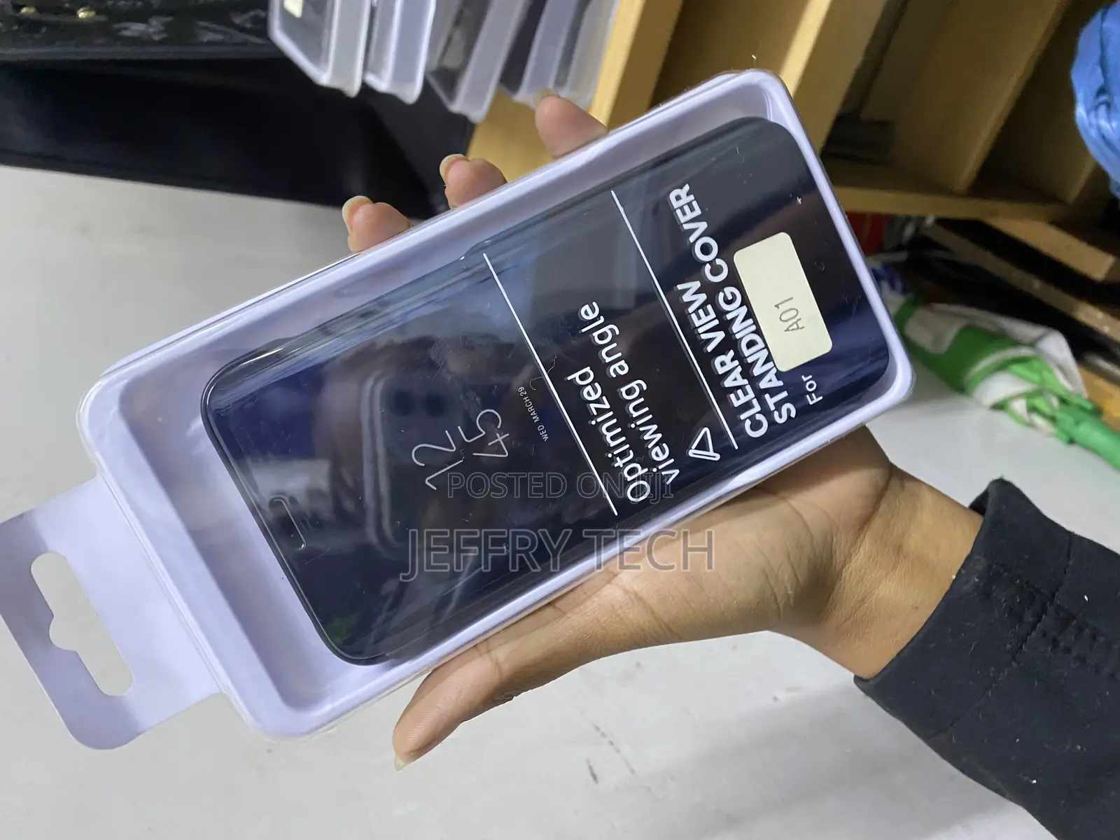 Navnika for Samsung Galaxy A01 Leather Case Clear View