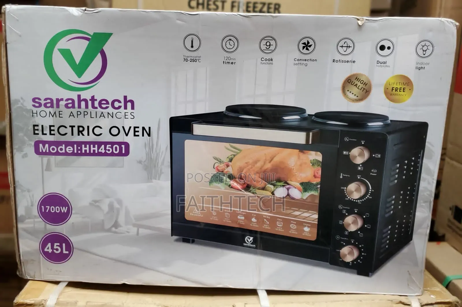 45 Litres Electric Oven With Double Hot Plate Cooker