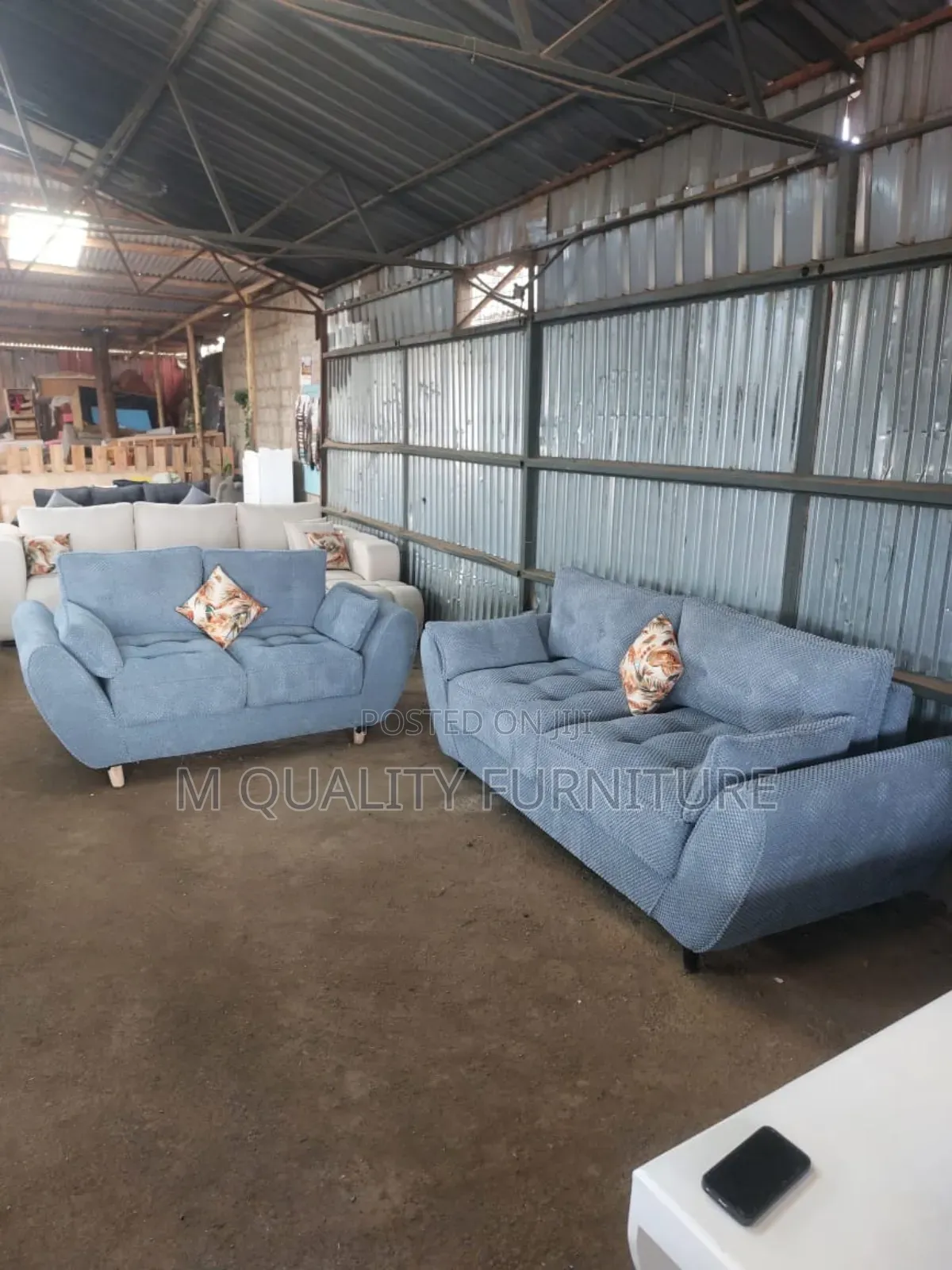 Gray 5-Seater Butterfly Sofa With Spring Cushions