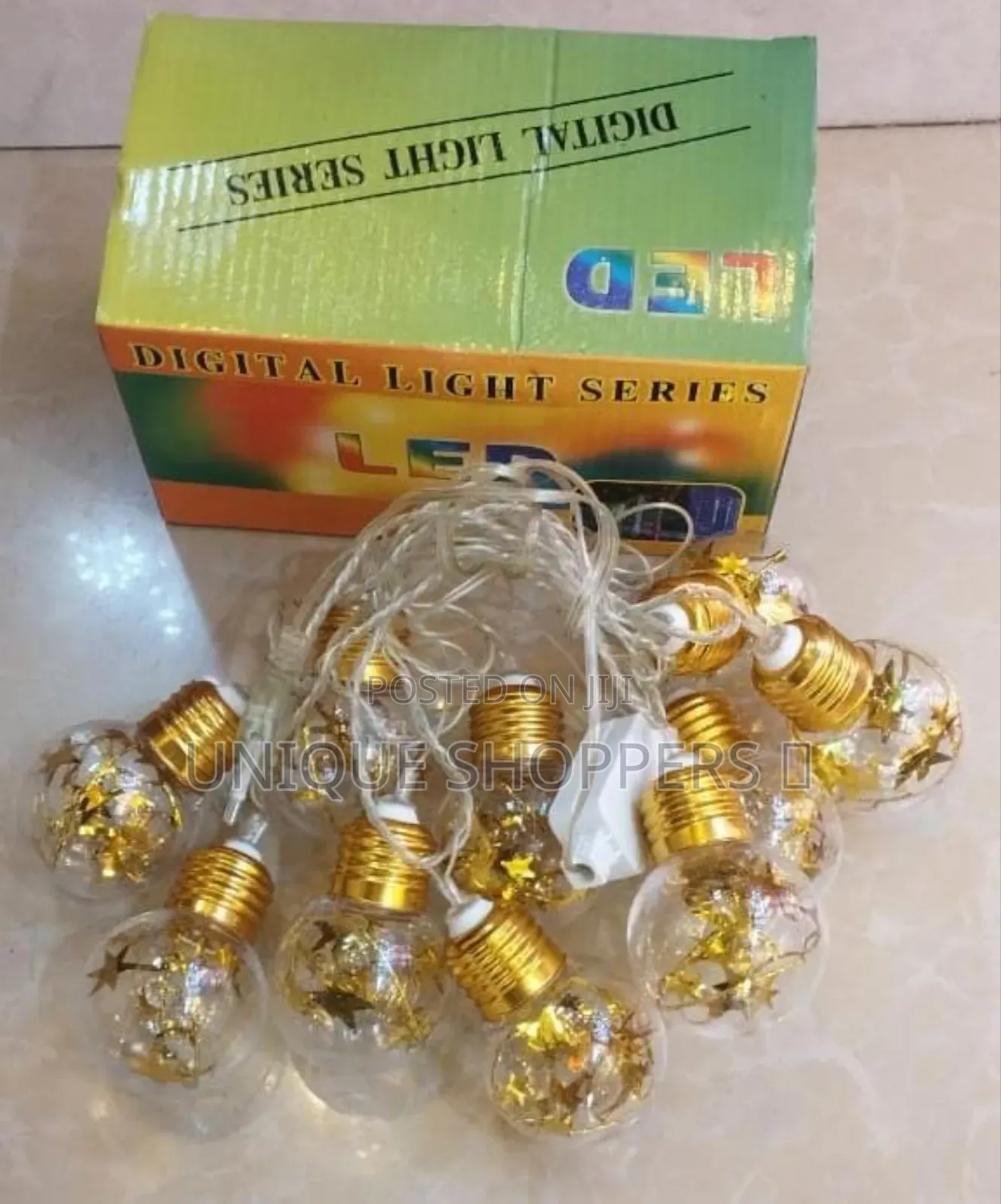 Golden String Lights With Glitters