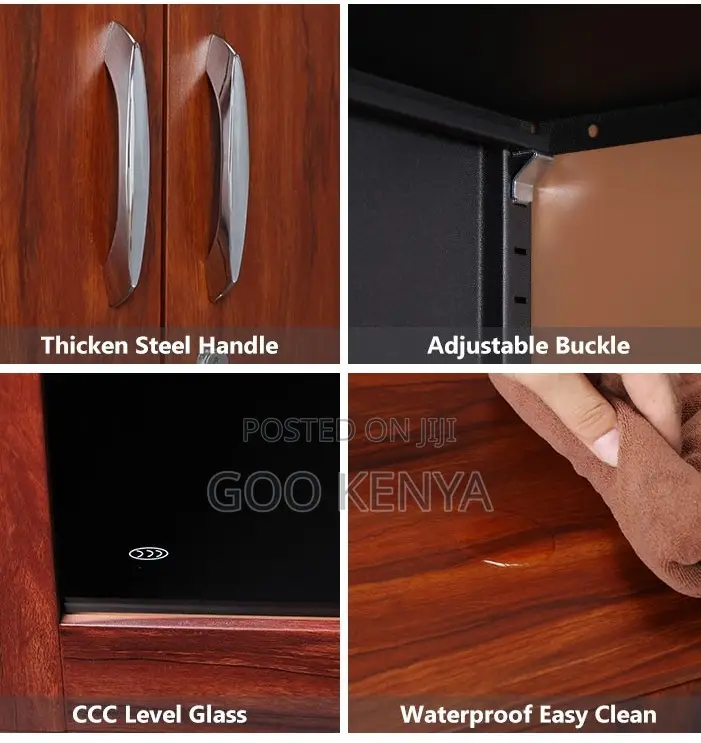 Home/Office Cabinet; Top Glass Double Door Wooden Home/Office Cabinet