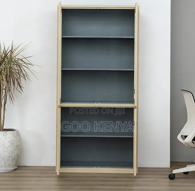 Office Cabinet; 2-Lockable Doors Wood Office Cabinet With Glass Doors