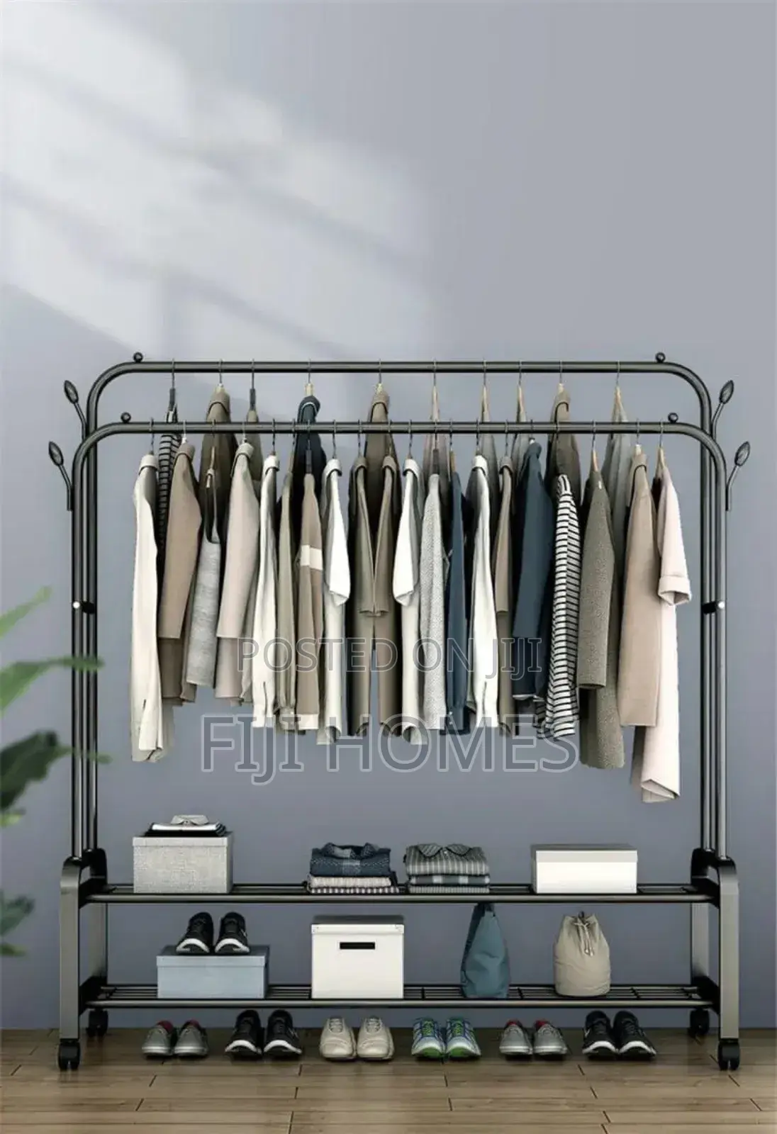 Advanced Double Layer Cloth Rack – Floor Standing Clothes Hanger