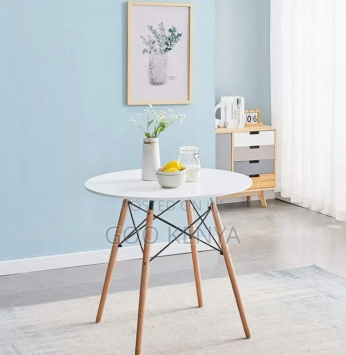 Home Table; White Eames Round Wood Dining Table for Living Room