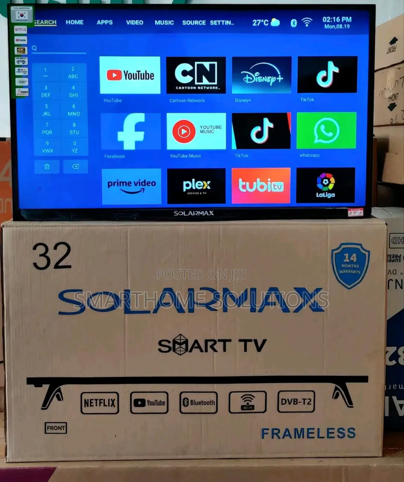 Solarmax 32 Inch Smart Android Tv Frameless With Bluetooth
