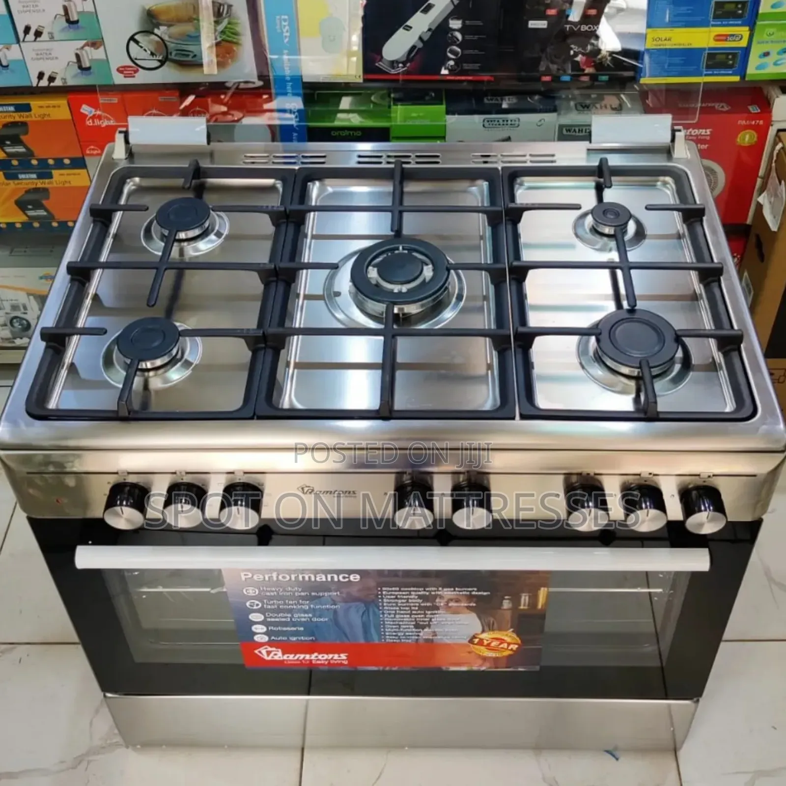 Ramtons Silver Cooker 5gas 90x60 Inox Cooker- (Rf/499) + Free Delivery
