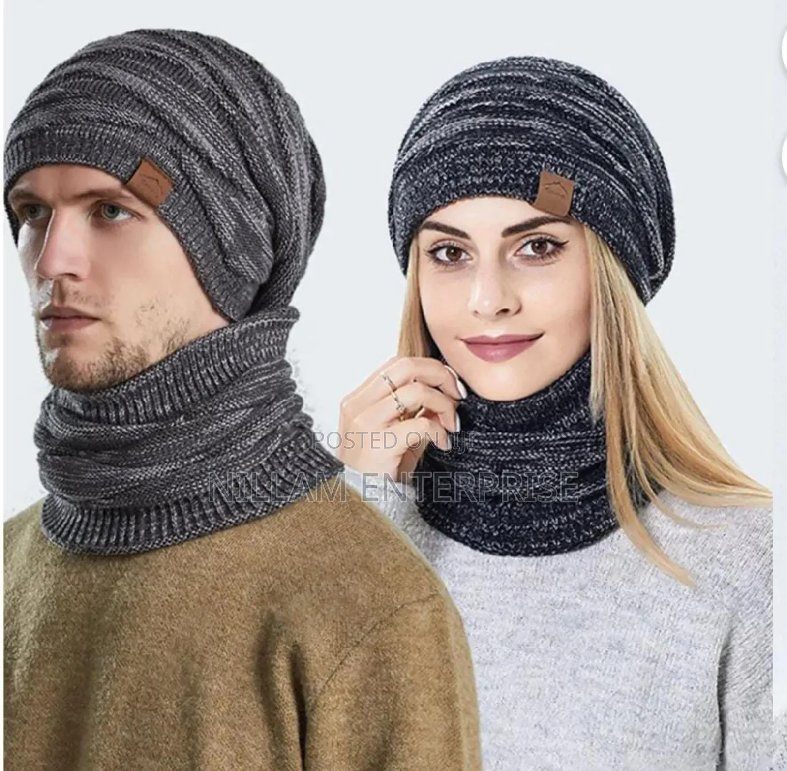 2pcs/Set Adults Neck Warmer Hat