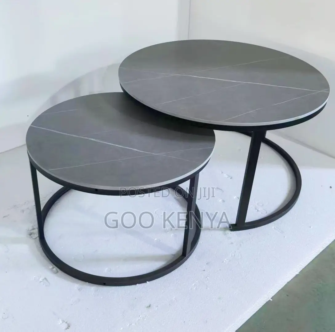 Home Table; Double Round Marble Coffee Table Set for Living Room