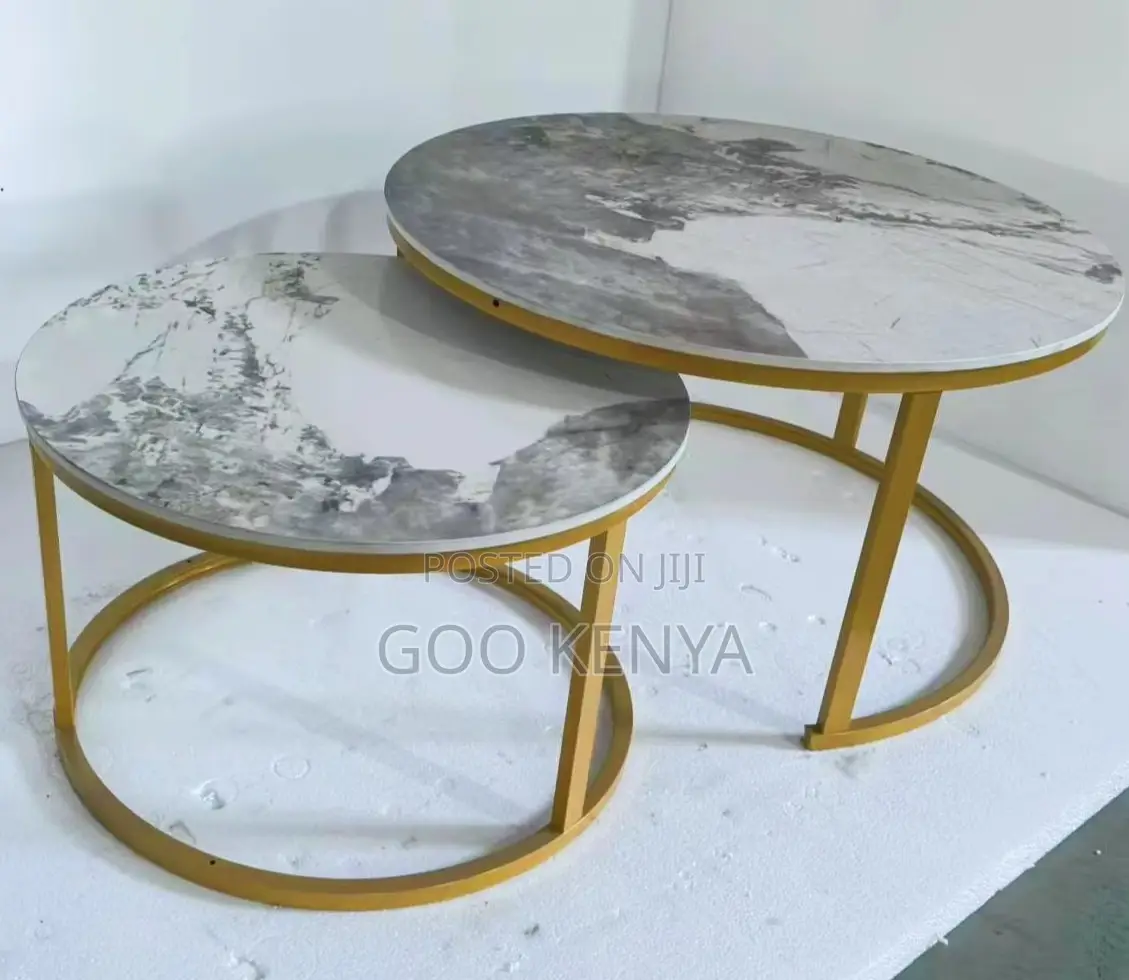 Home Table; Double Round Marble Coffee Table Set for Living Room