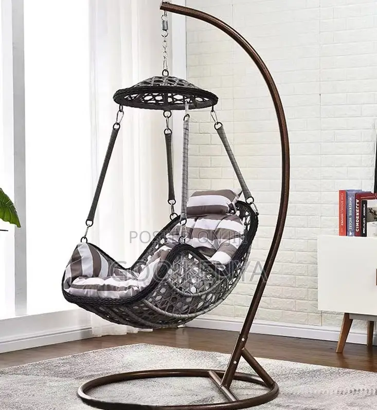 Home Chair; Basket-Style Swing Chair With Metal Support