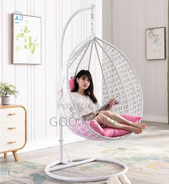 Home Chair; Egg-Shaped Balcony Swing Chair With Round Base and Cushion