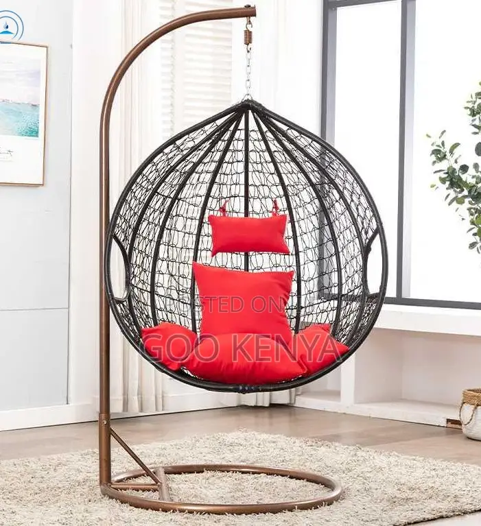 Home Chair; Egg-Shaped Balcony Swing Chair With Round Base and Cushion