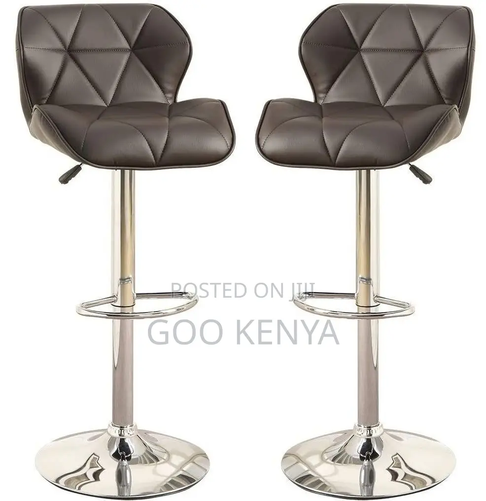 Home Bar Stool; Swivel Metal Base Bar Stool With Leather Seat