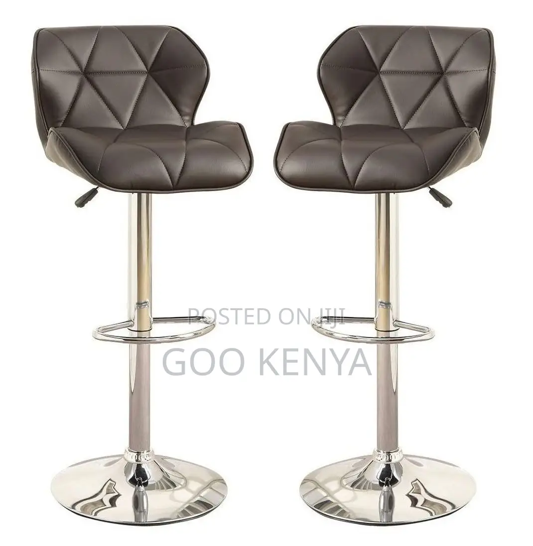 Home Bar Stool; Swivel Metal Base Bar Stool With Leather Seat