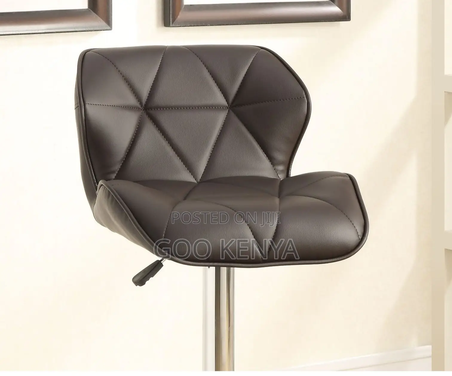 Home Bar Stool; Swivel Metal Base Bar Stool With Leather Seat