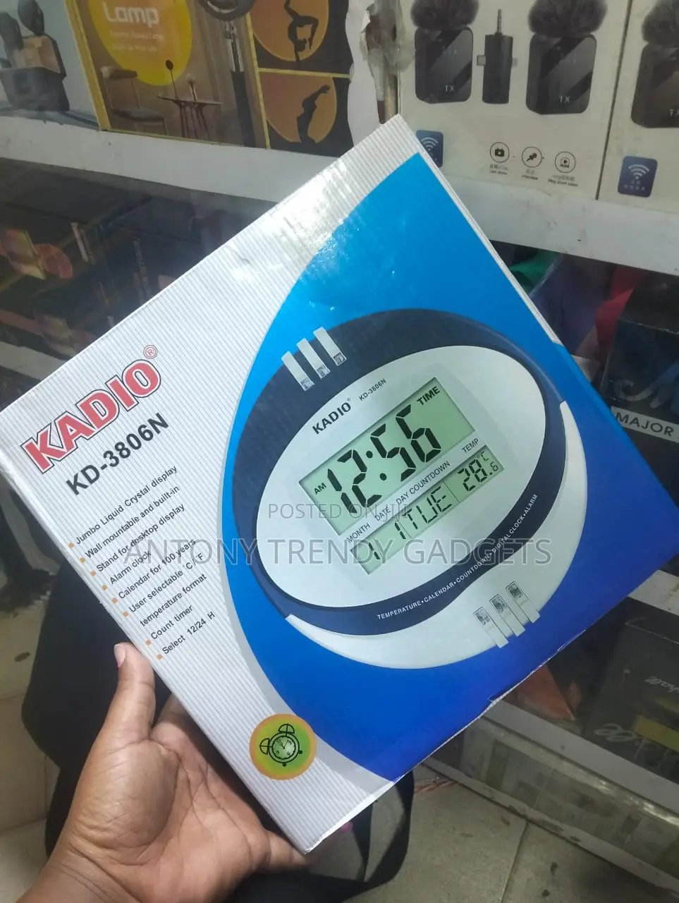 Kadio Kd-3806n Jumbo Digital Lcd Clock With Alarm