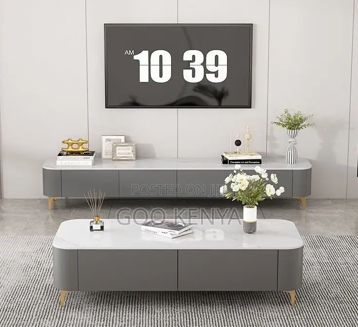 Home Tv Set; Marble Furniture – Coffee Table and Tv Unit With Drawers