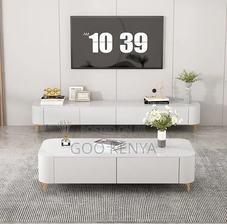 Home Tv Set; Marble Furniture – Coffee Table and Tv Unit With Drawers