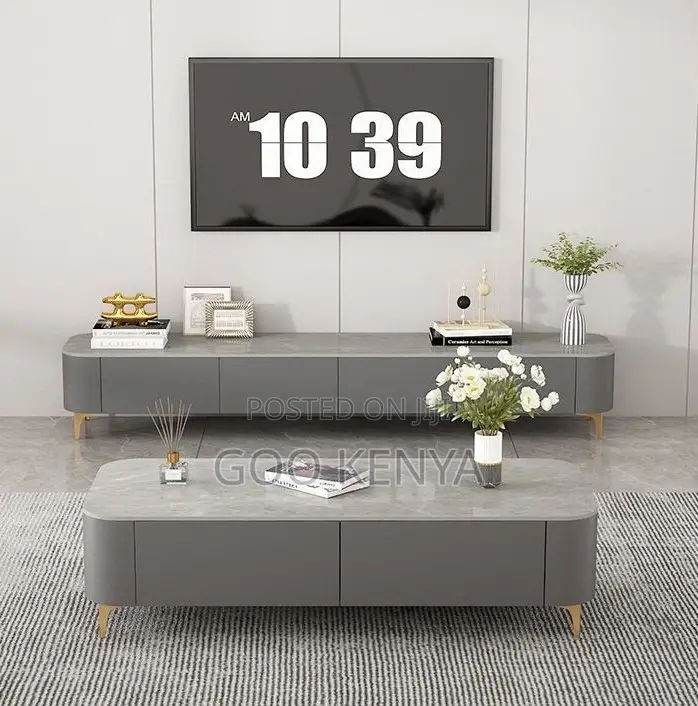 Home Tv Set; Marble Furniture – Coffee Table and Tv Unit With Drawers