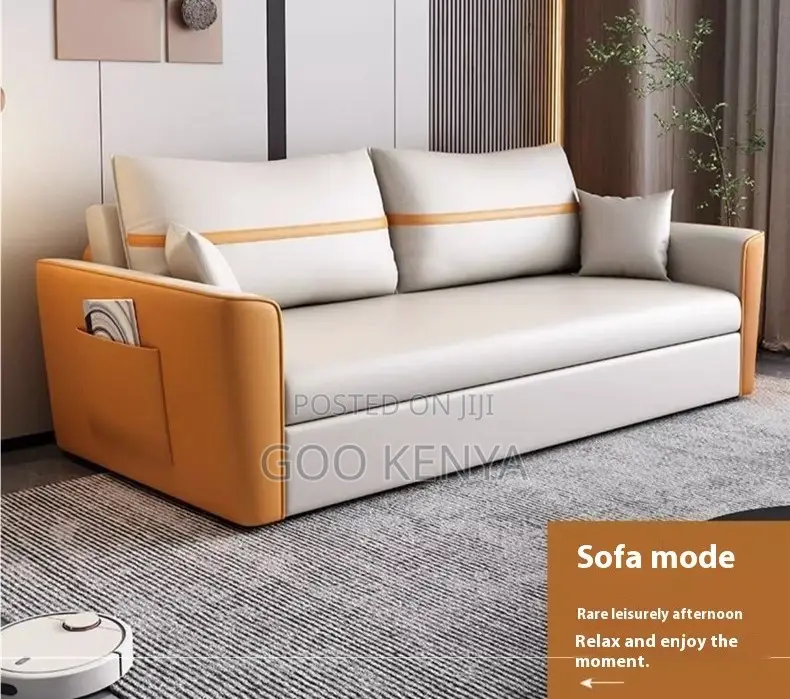 Home Sofa; 3-Person Modern Family-Size Leather Sofa for Living Room