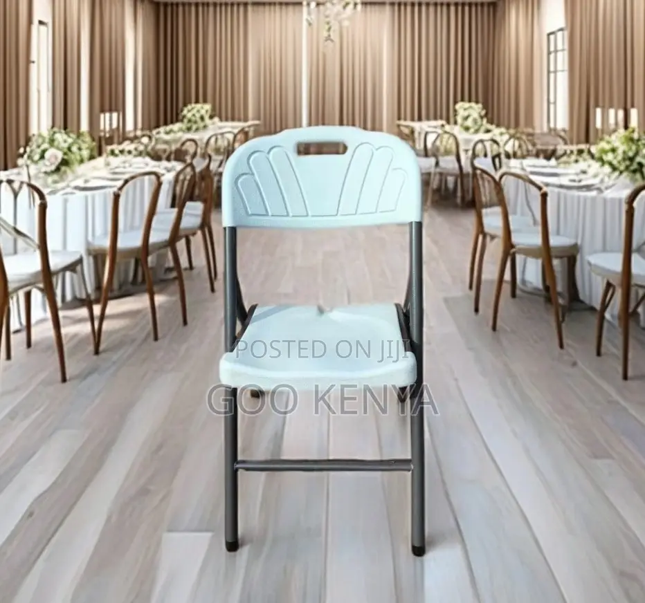 Home Outdoor Chair; Plastic Folding Chair With Industrial Steel Legs
