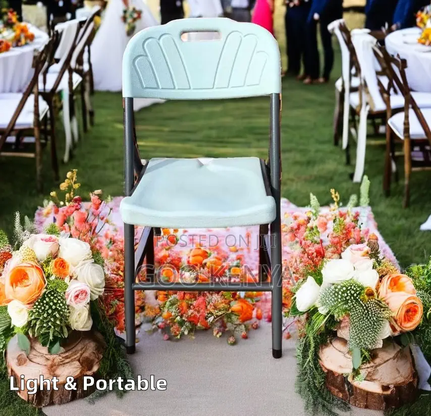 Home Outdoor Chair; Plastic Folding Chair With Industrial Steel Legs