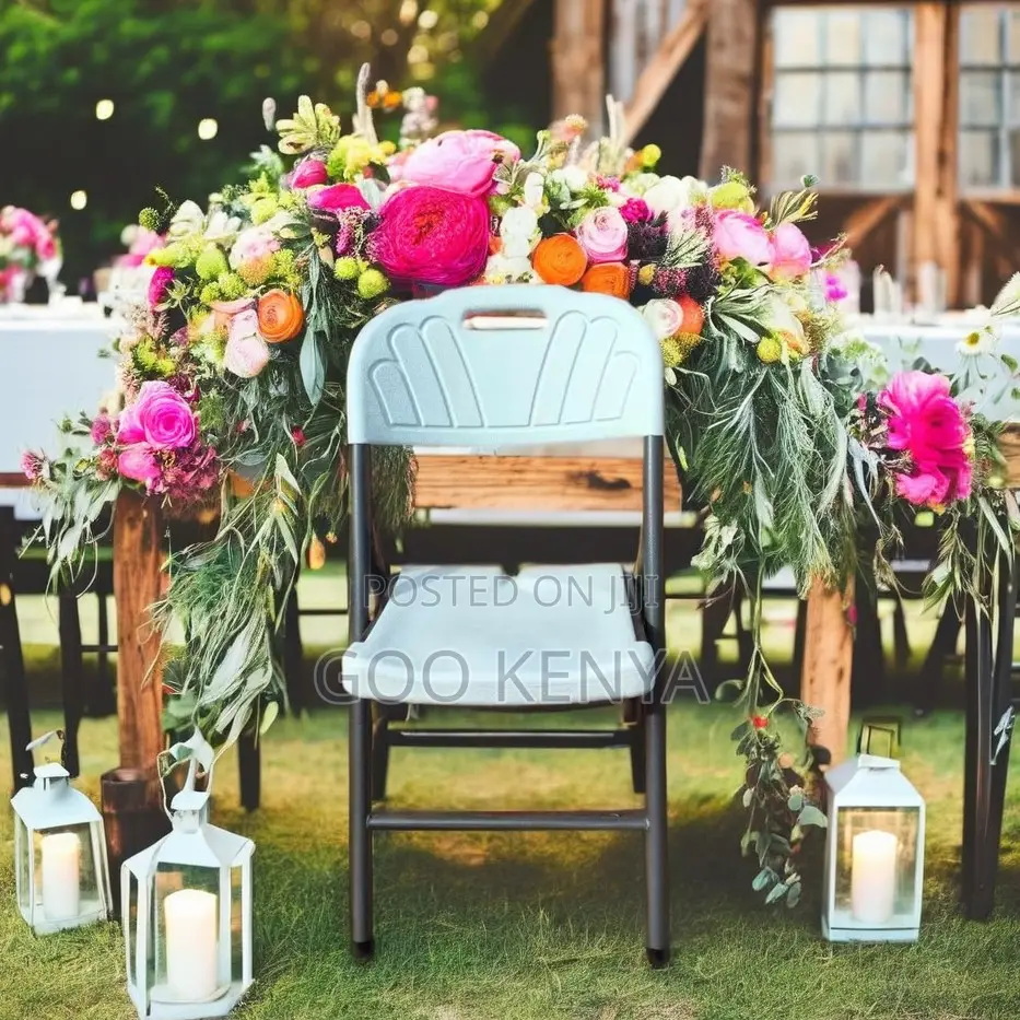 Home Outdoor Chair; Plastic Folding Chair With Industrial Steel Legs