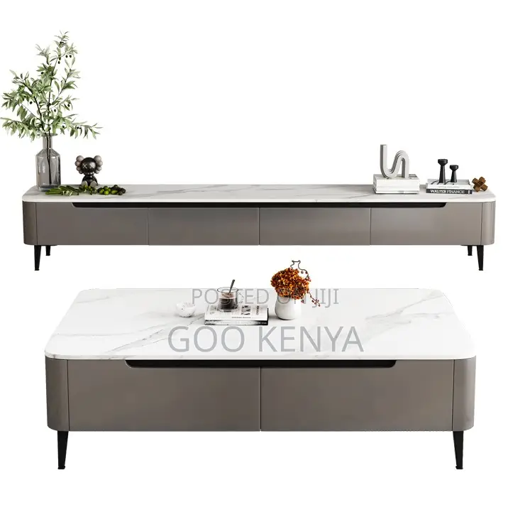 Home Tv Set Cabinet; Living Room Marble Set Coffee Table and Tv Stand