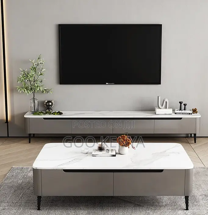 Home Tv Set Cabinet; Living Room Marble Set Coffee Table and Tv Stand