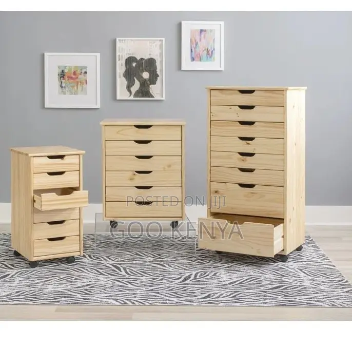 Home Cabinet; Multi-Tier Wooden Storage Cart for Crafts and Office