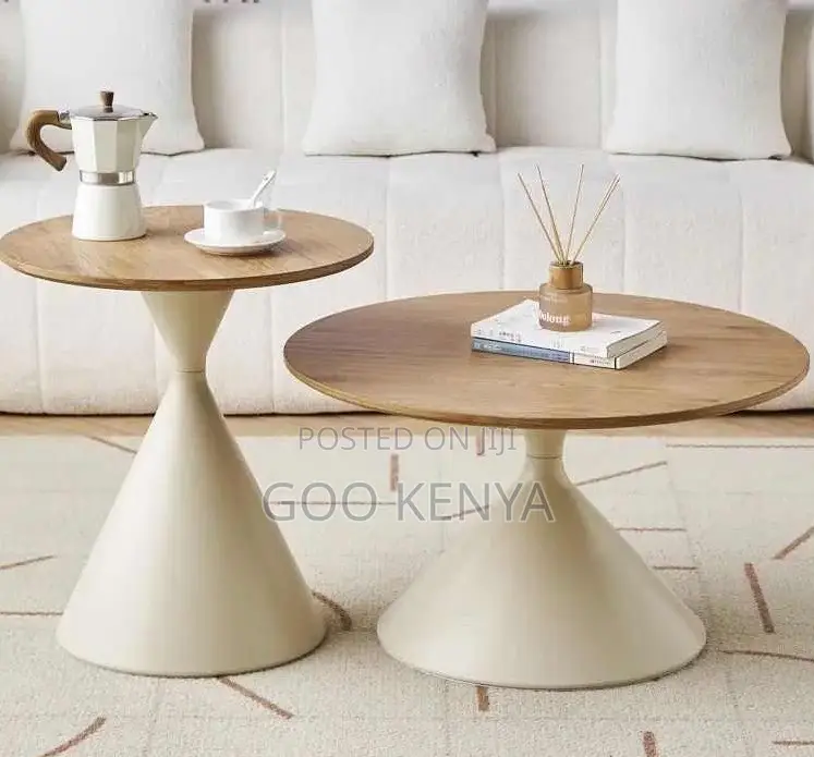 Home Table; Wooden Top Round Coffee Table Set for Living Area