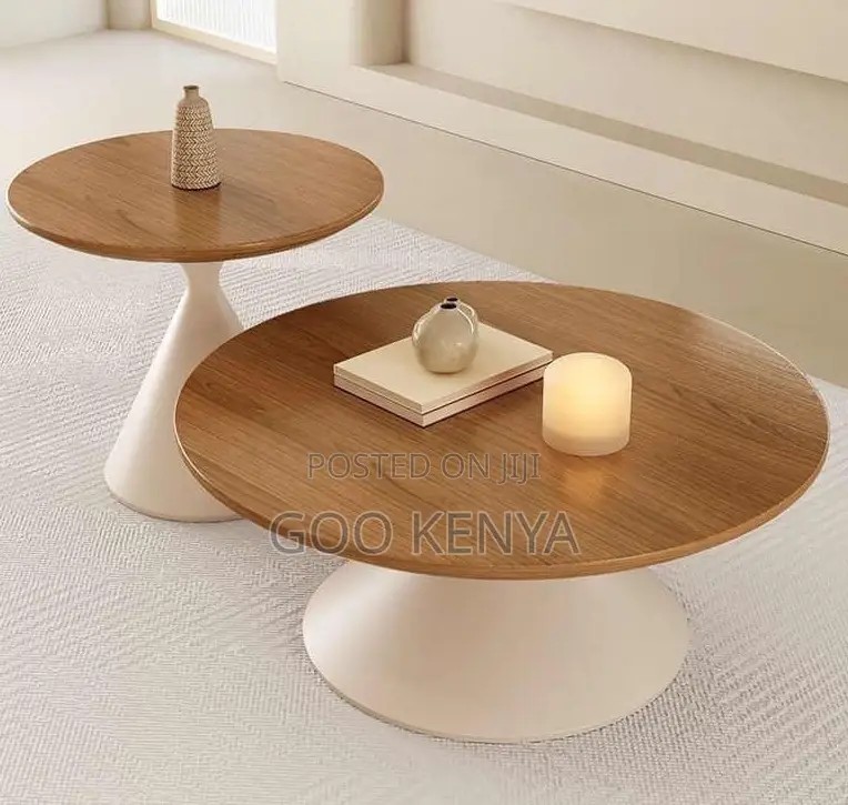 Home Table; Wooden Top Round Coffee Table Set for Living Area