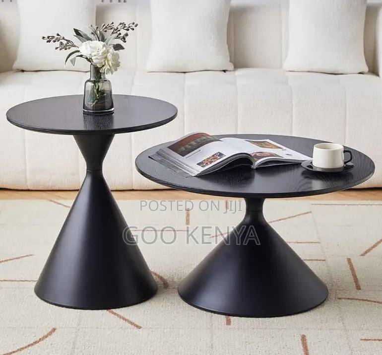 Home Table; Wooden Top Round Coffee Table Set for Living Area
