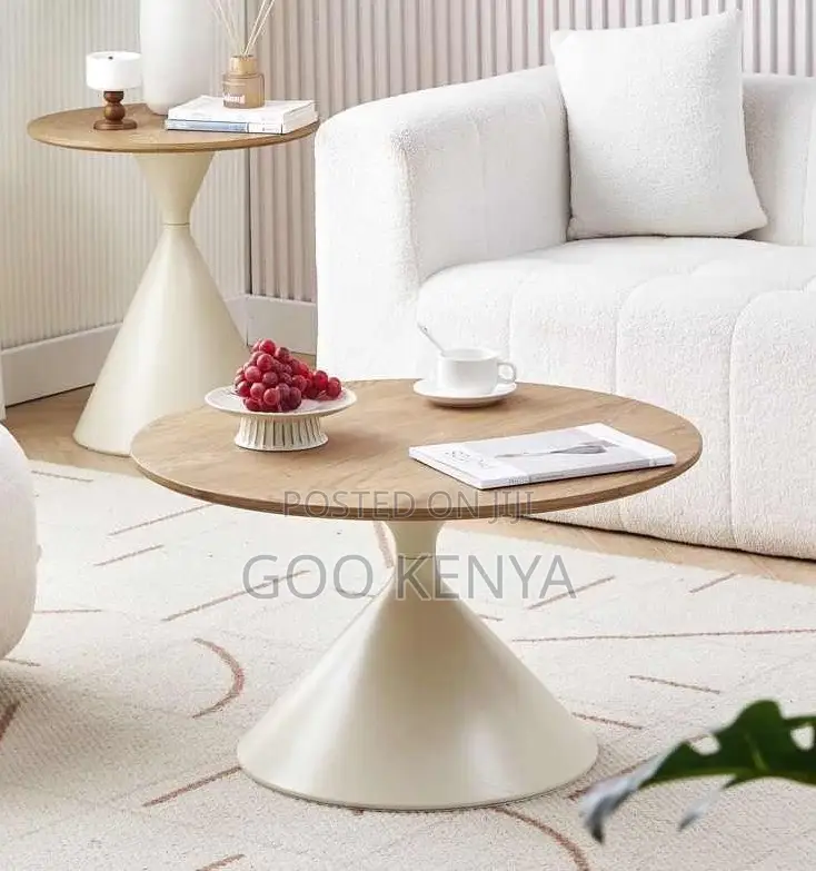 Home Table; Wooden Top Round Coffee Table Set for Living Area