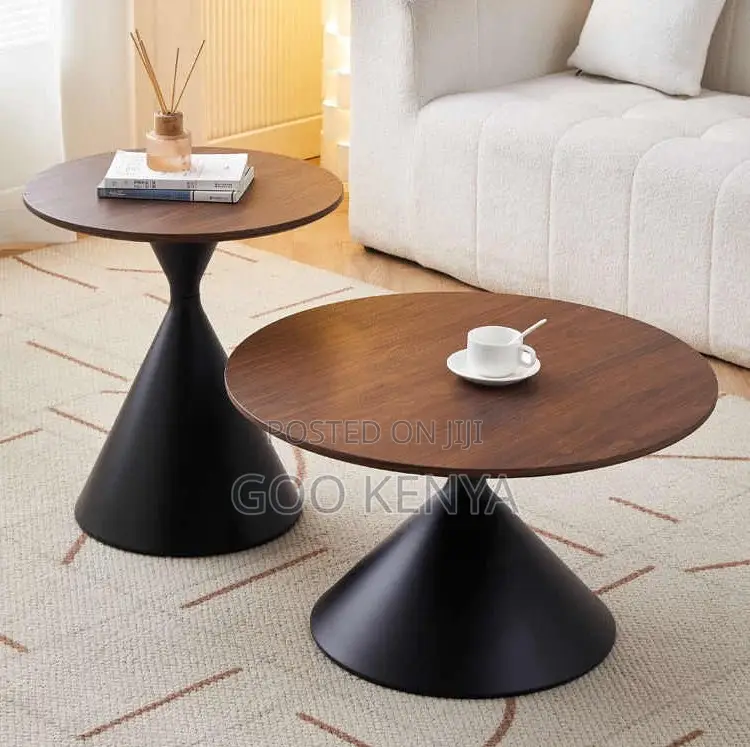Home Table; Wooden Top Round Coffee Table Set for Living Area