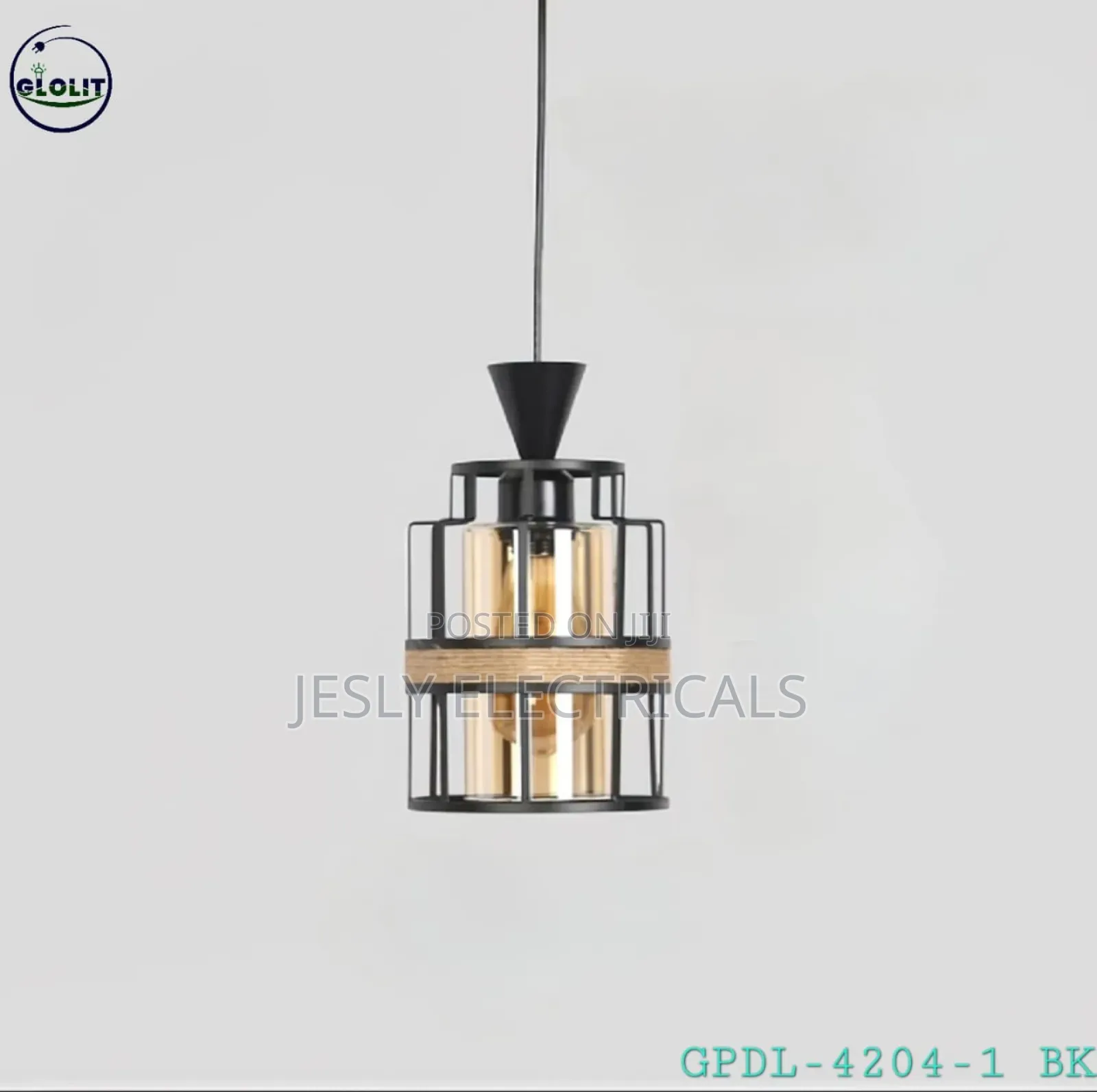 Glolite GPDL-8620-1 Bk Black Single-Head Pendant Light
