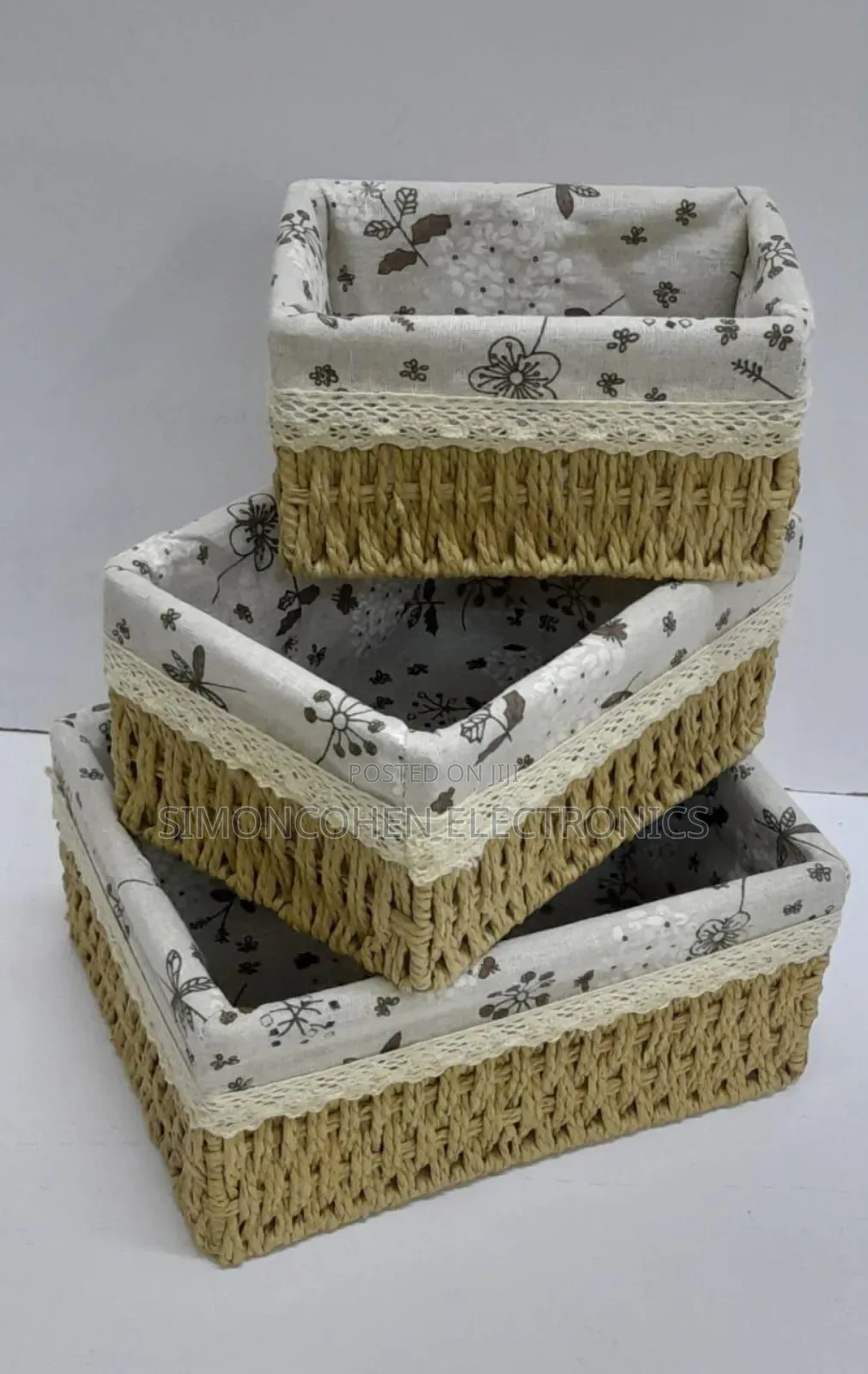 3pcs Set Hand Woven Rattan Storage Basket