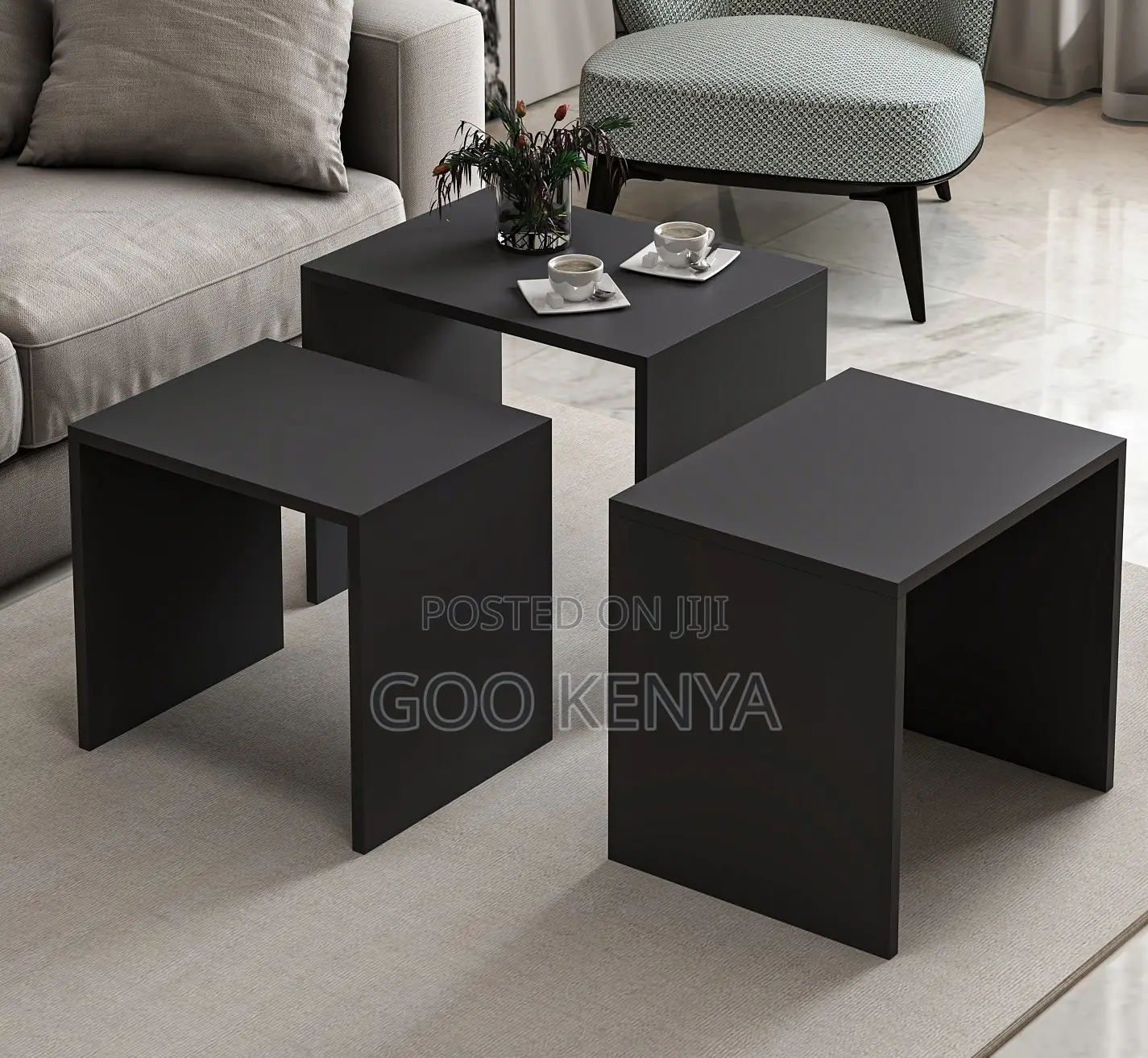 Home Table; Compact 3 Wooden Nesting Coffee Tables for Living Home
