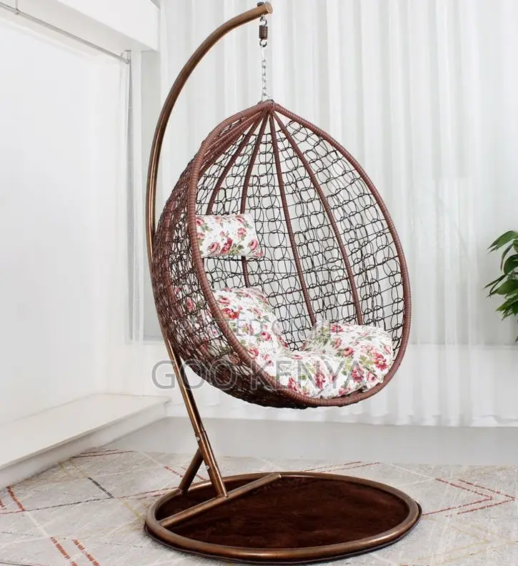 Home Chair; Cotton Hammock Swing With Removable Cushion and Metal Base