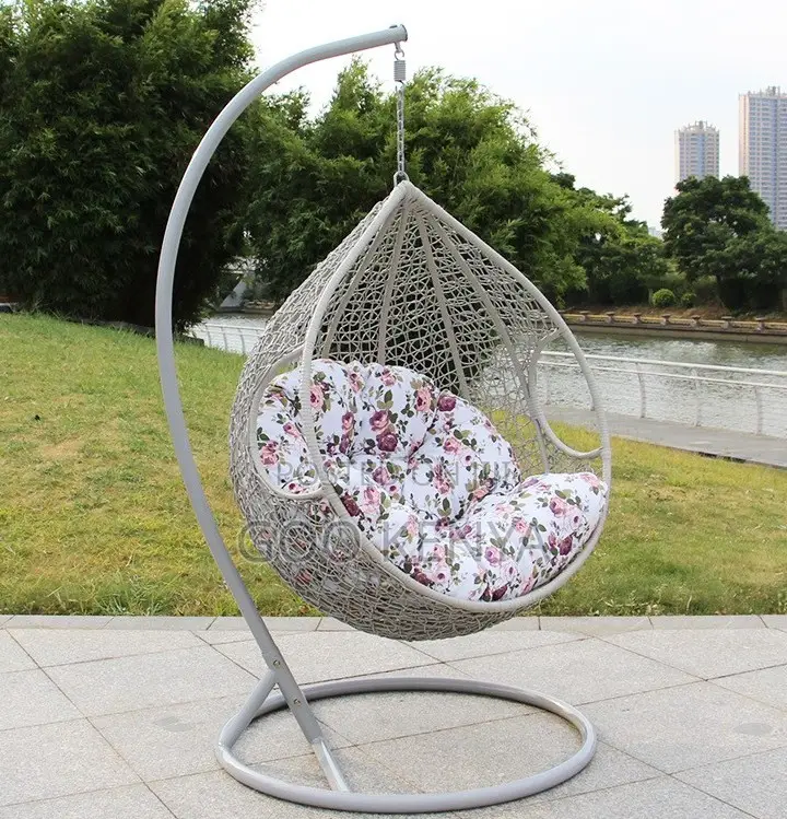 Home Chair; Cotton Hammock Swing With Removable Cushion and Metal Base