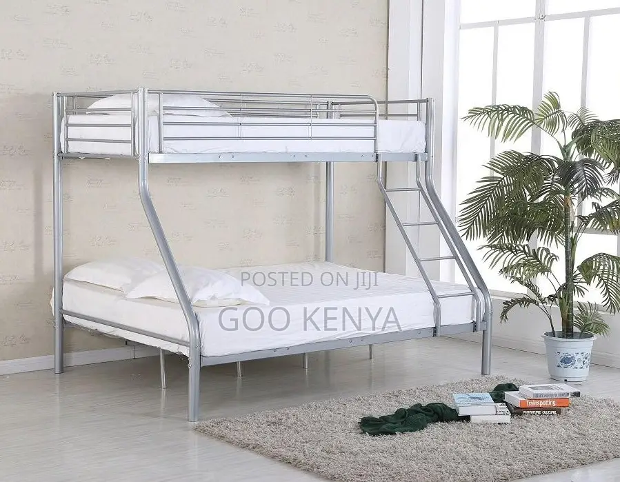 Home Bed; Space-Efficient Metal Bunk Bed With Staircase and Rails