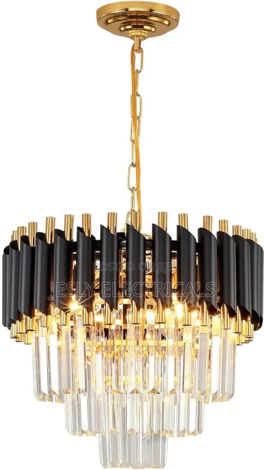 Aoochok Black and Gold Crystal Chandelier Pendant Light,