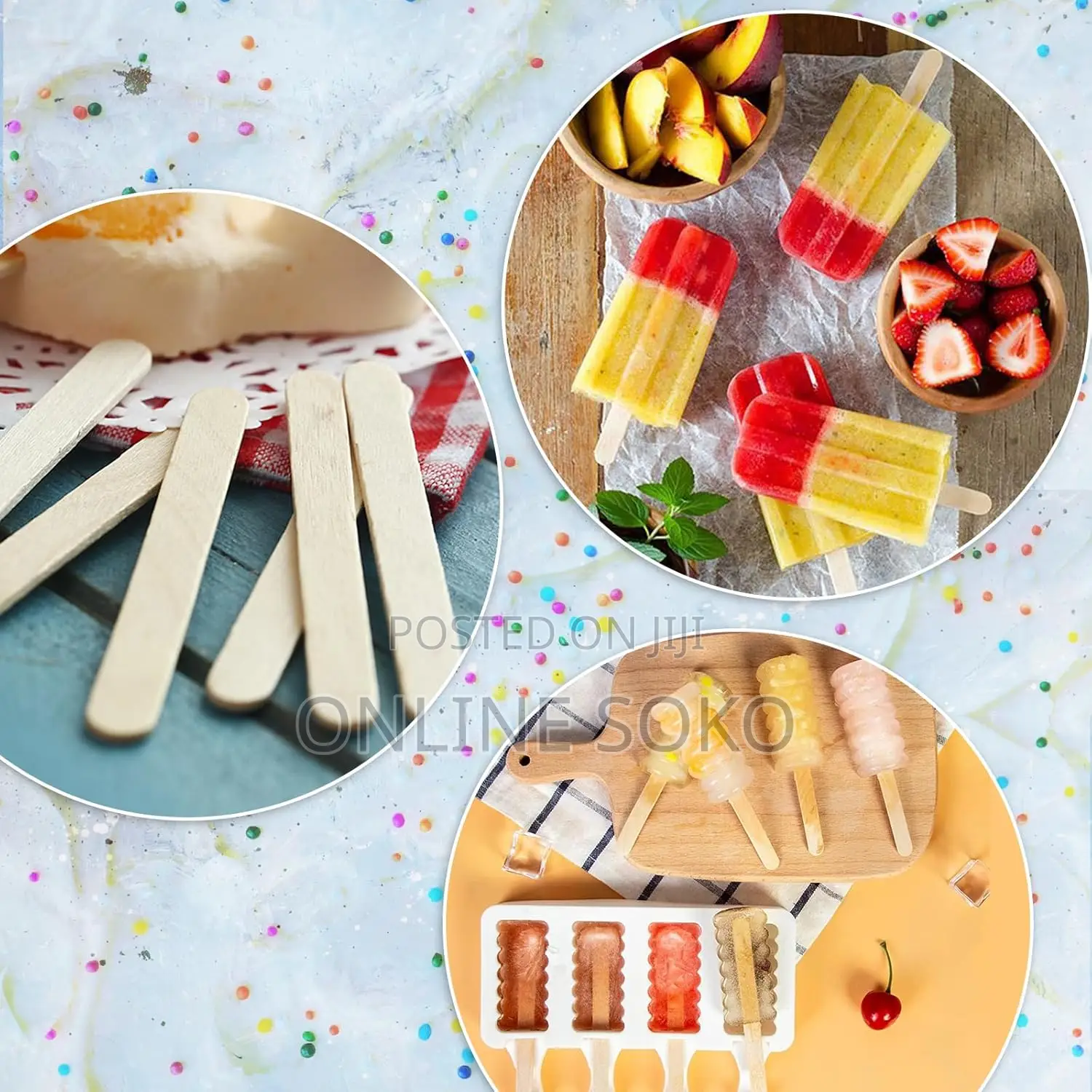 Multipurpose Wooden Ice Cream Popsicle Ice Pop Sticks-Pack of 100 PCS