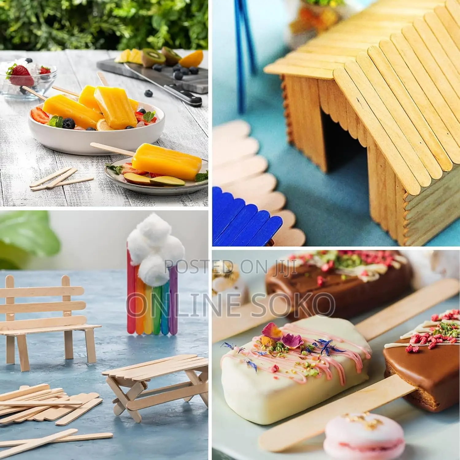 Multipurpose Wooden Ice Cream Popsicle Ice Pop Sticks-Pack of 100 PCS