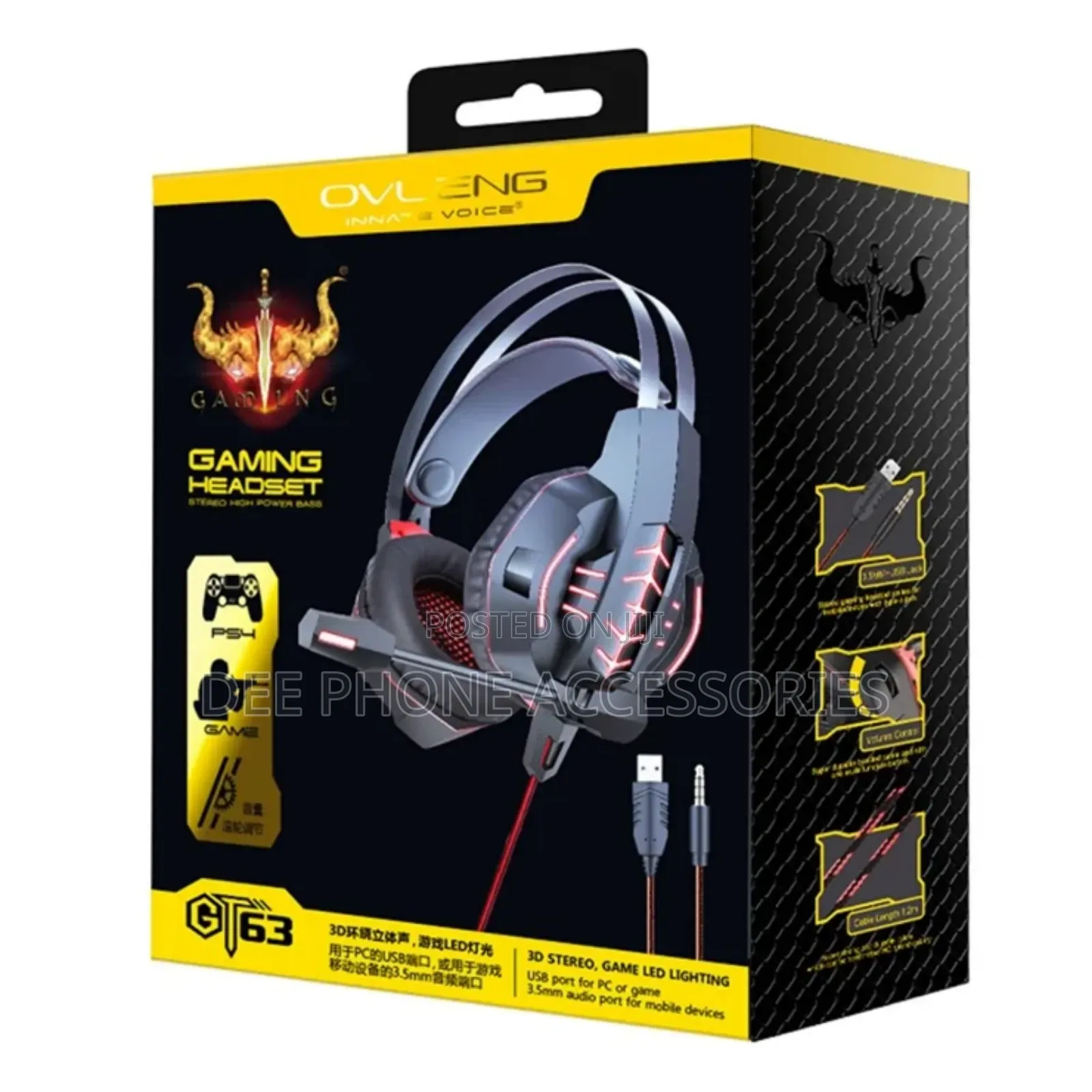Ovleng Gt 63 Gaming Headphones Usb + 3.5 Mm Jack