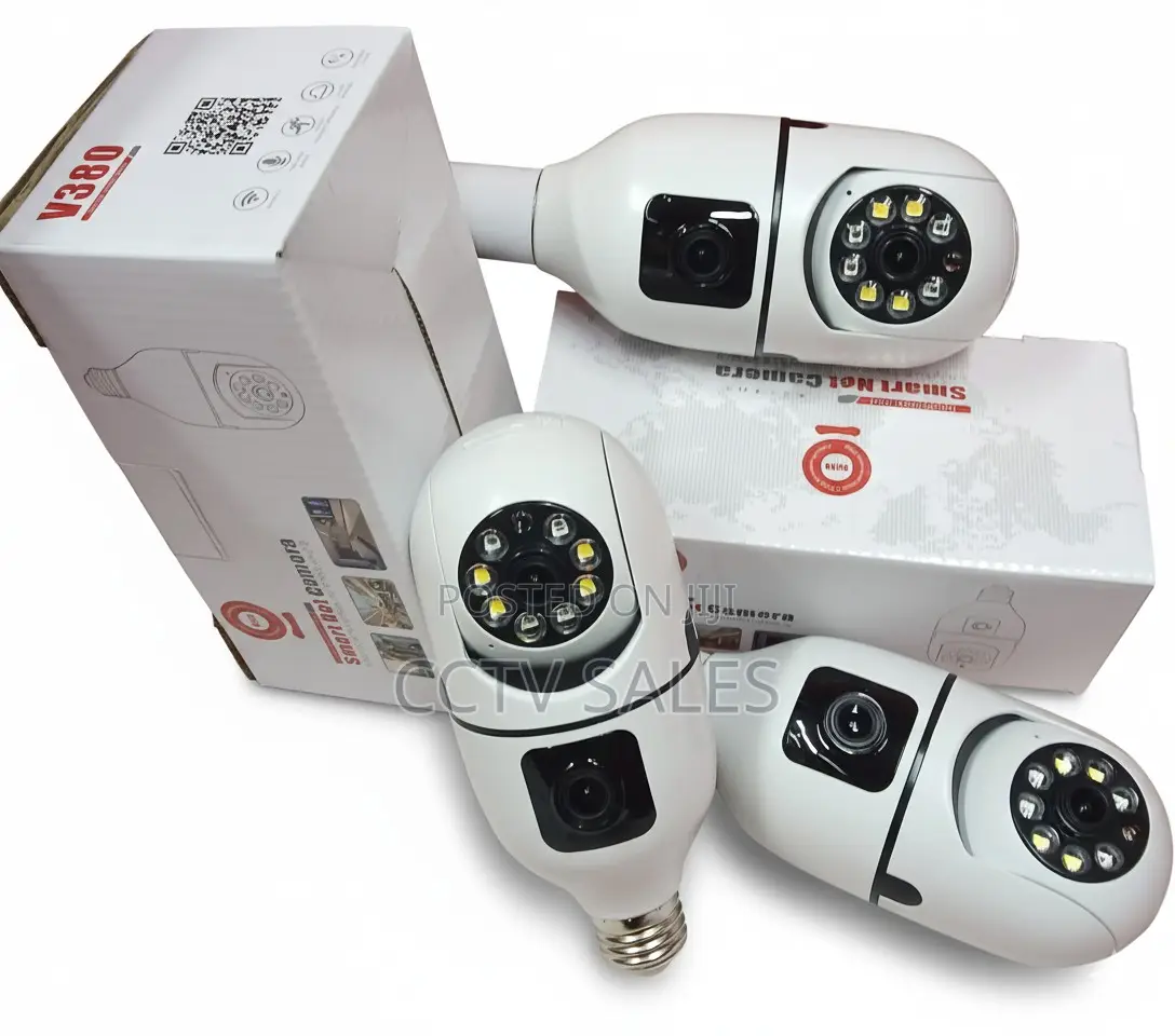 Wifi Smart Camera V380 Pro>.Dual Lens CCTV Bulb Camera