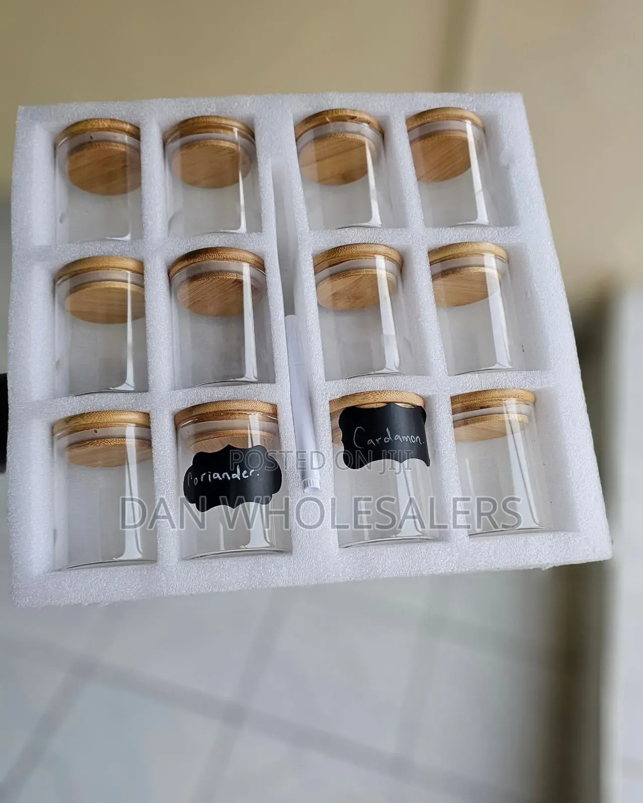 12pcs Round Glass Spice Jar Set 200ml Capacity