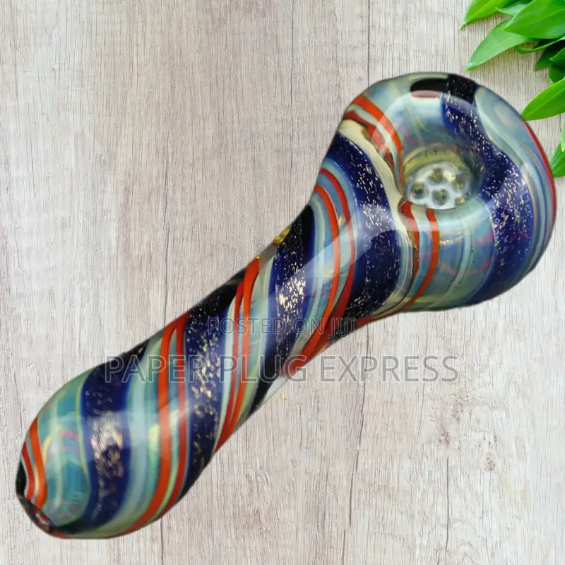 Hippculture Striped Rainbow Smoking Glass Pipe - Multi-Coloured