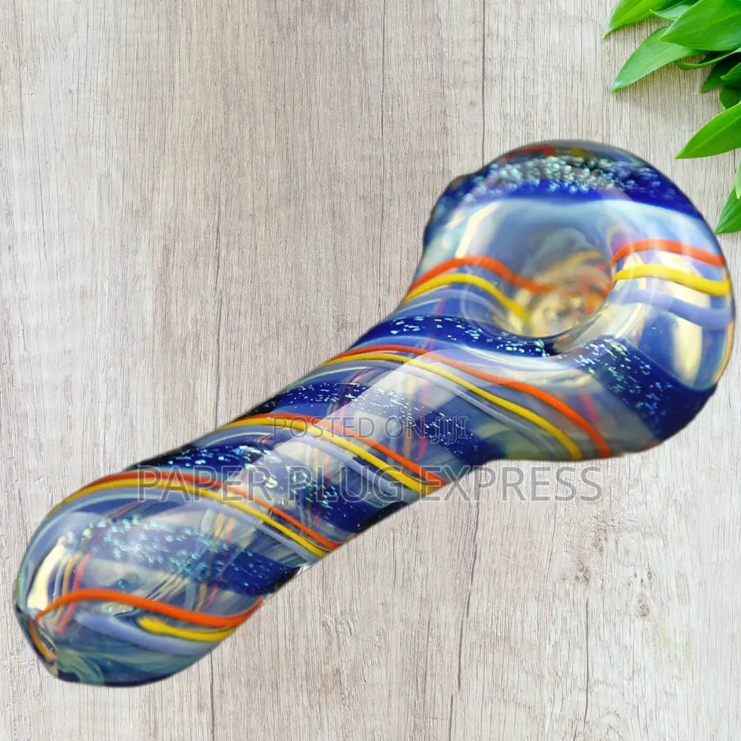 Hippculture Striped Rainbow Smoking Glass Pipe - Multi-Coloured