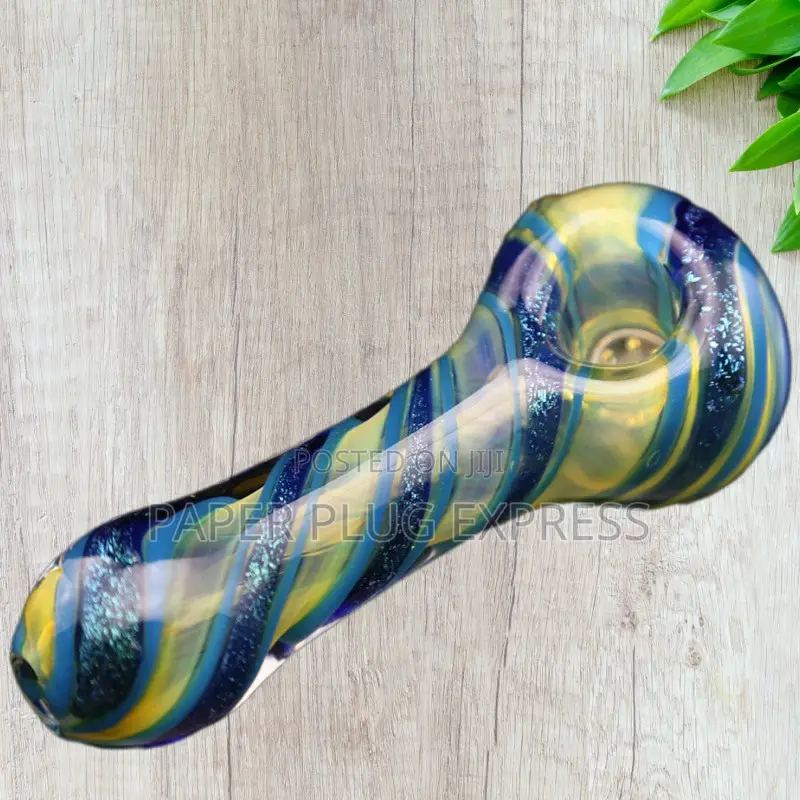 Hippculture Striped Rainbow Smoking Glass Pipe - Multi-Coloured